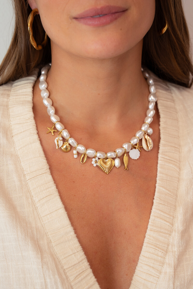 Mer imitation pearl necklace with charms | My Jewellery