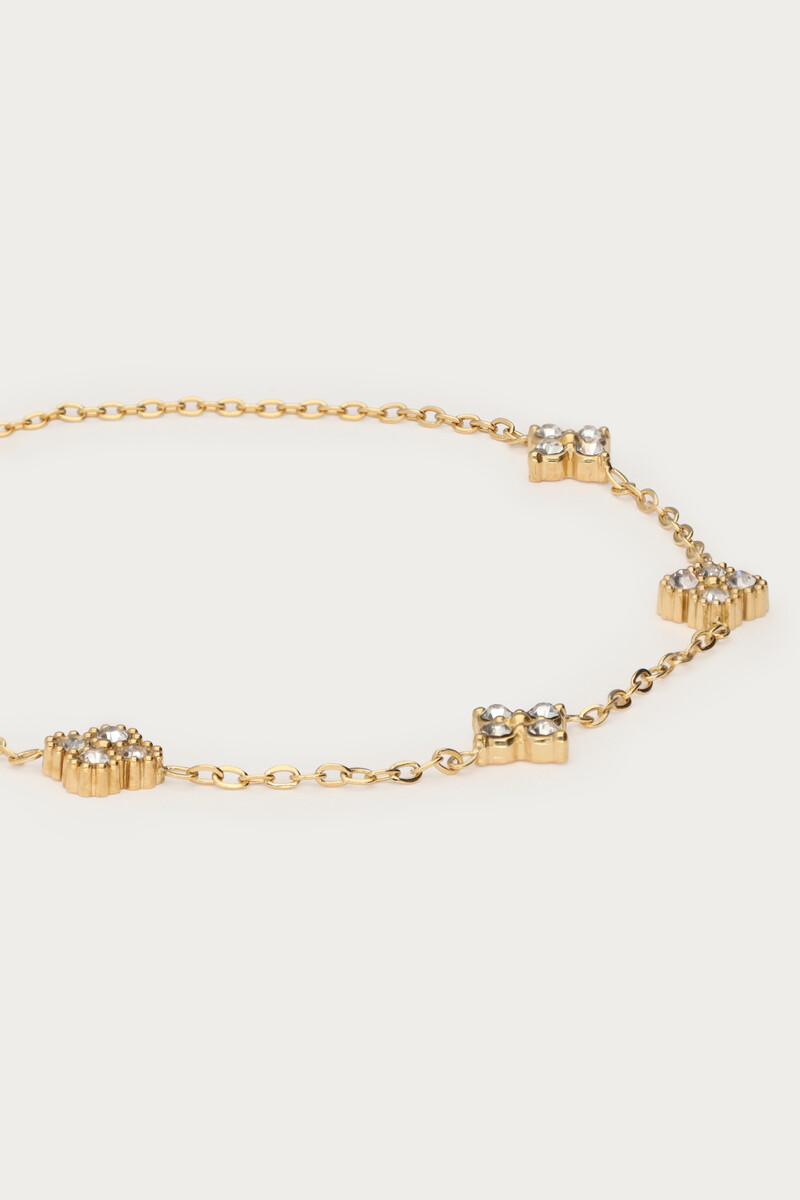 Midnight bracelet with five rhinestone clovers | My Jewellery