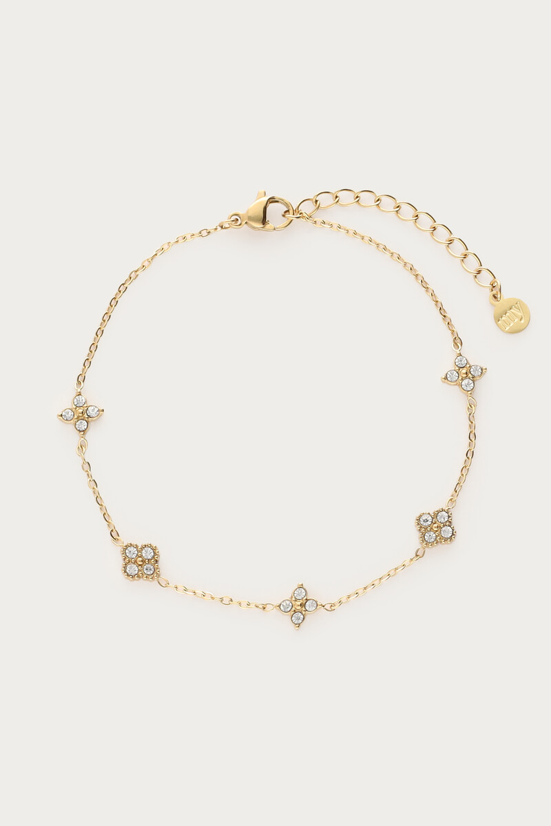Midnight armband met vijf strass klavers