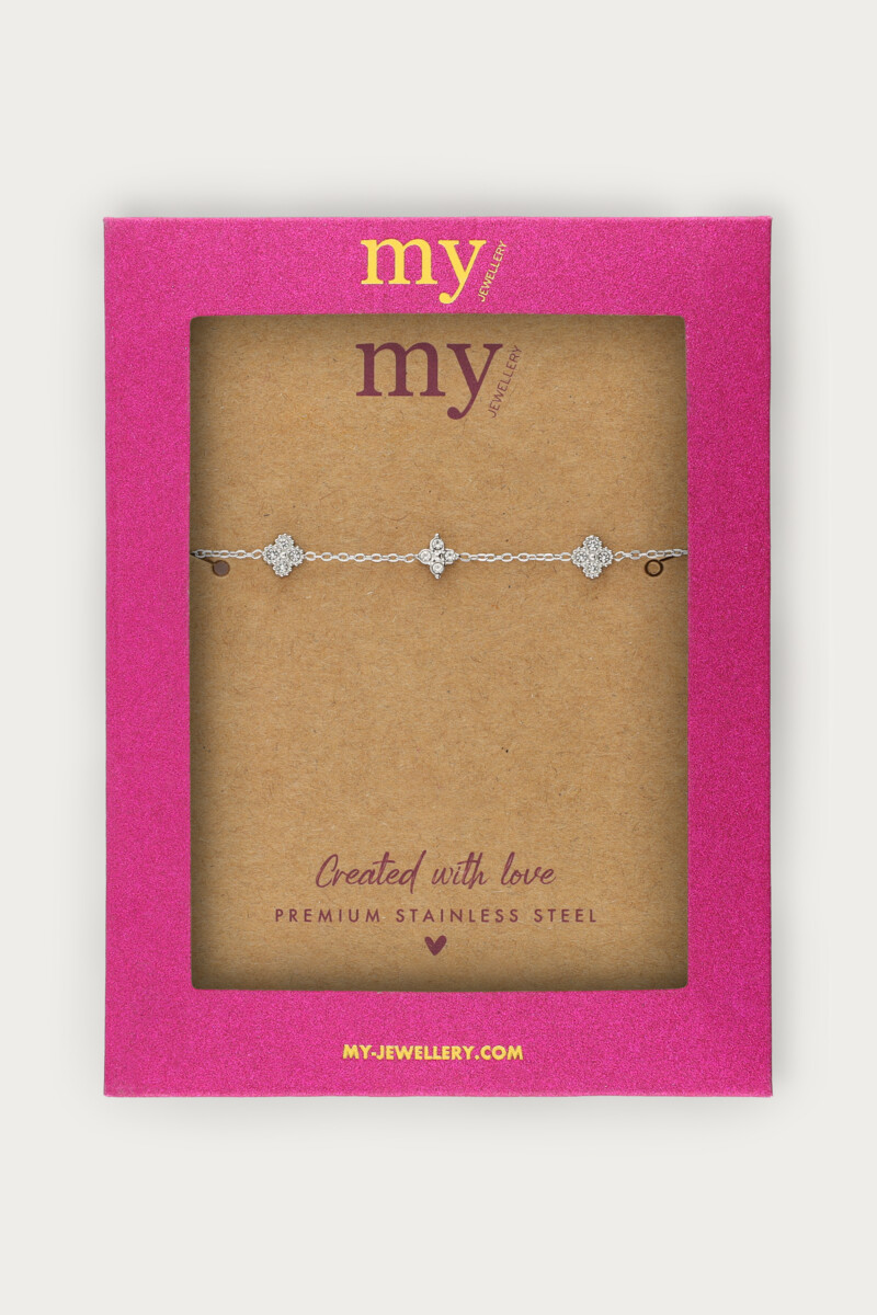 Midnight bracelet with five rhinestone clovers | My Jewellery