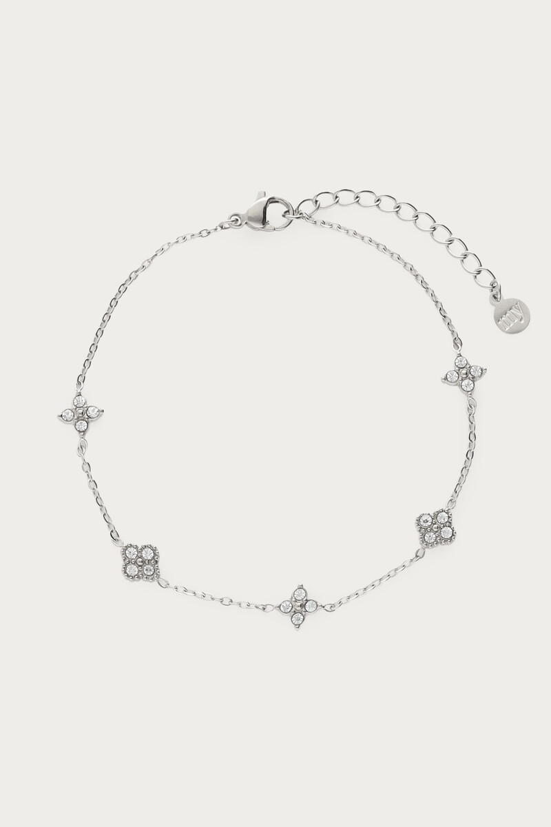 Midnight bracelet with five rhinestone clovers | My Jewellery