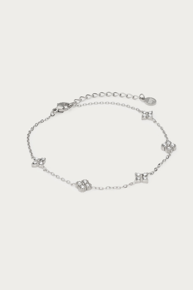 Midnight bracelet with five rhinestone clovers | My Jewellery