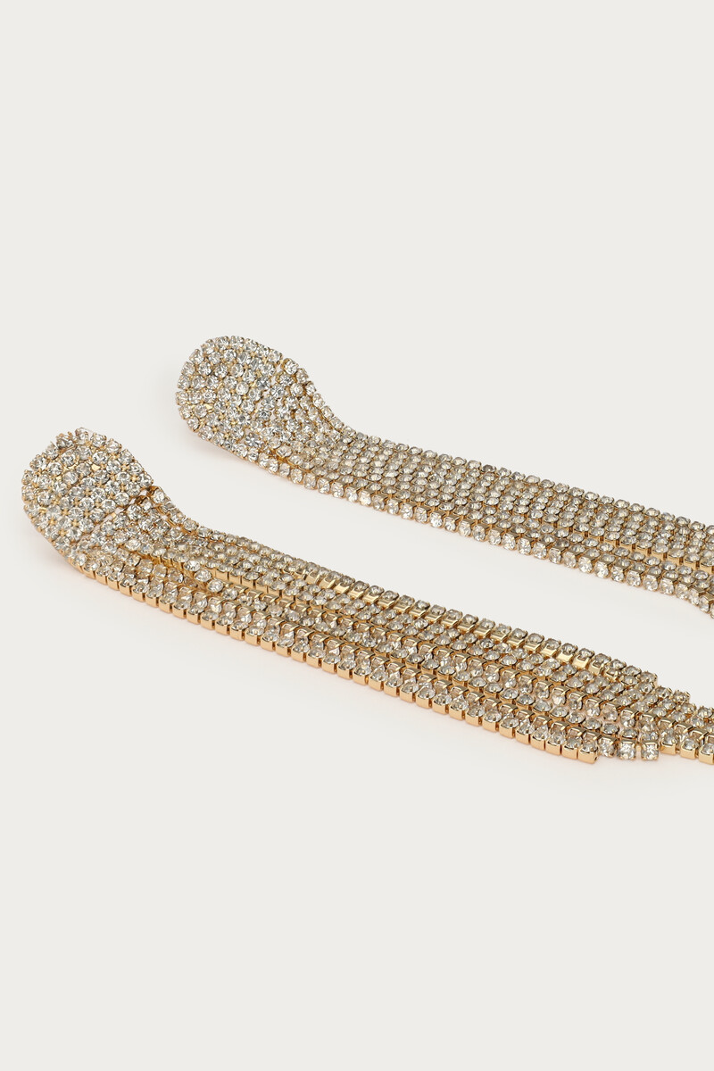Midnight earrings with strings and rhinestones | My Jewellery