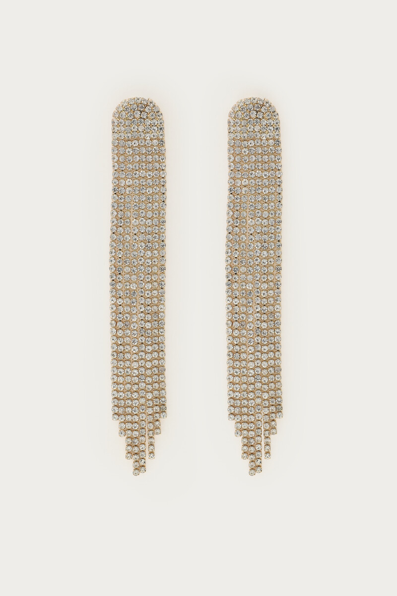 Boucles d’oreilles pendantes Midnight avec chaînes et strass