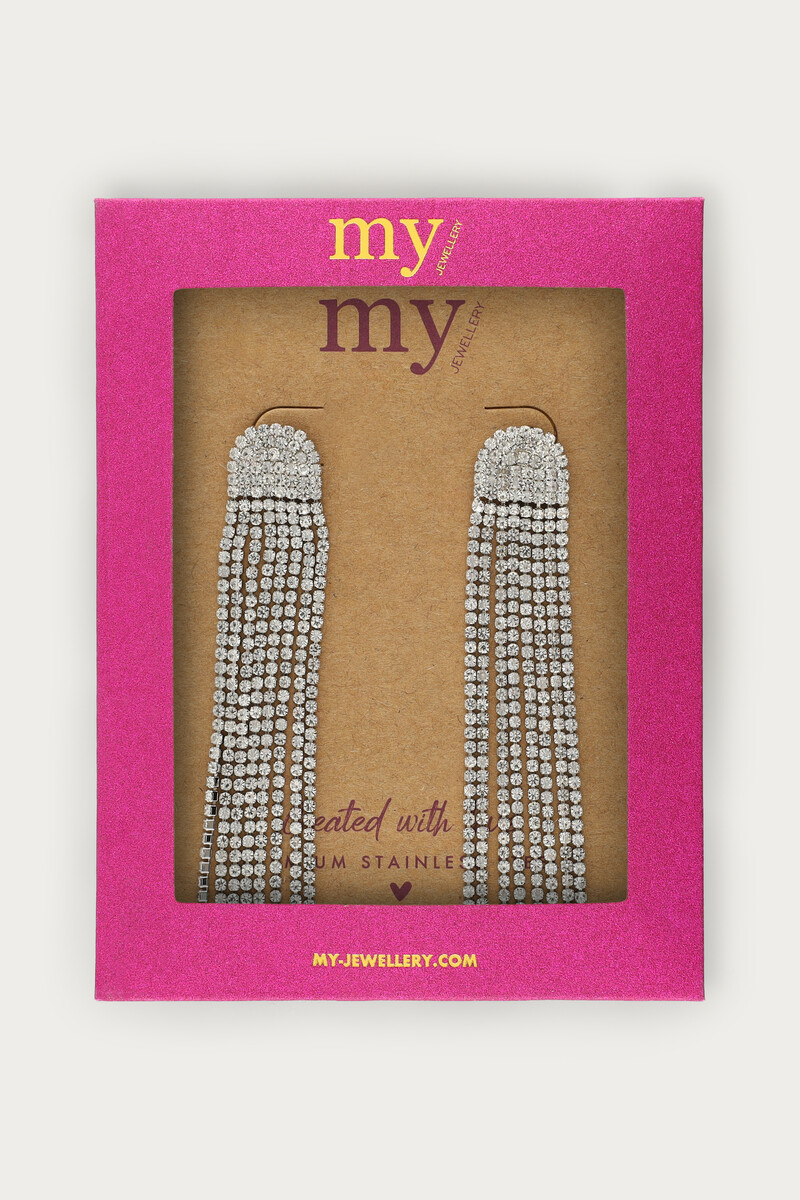 Midnight earrings with strings and rhinestones | My Jewellery