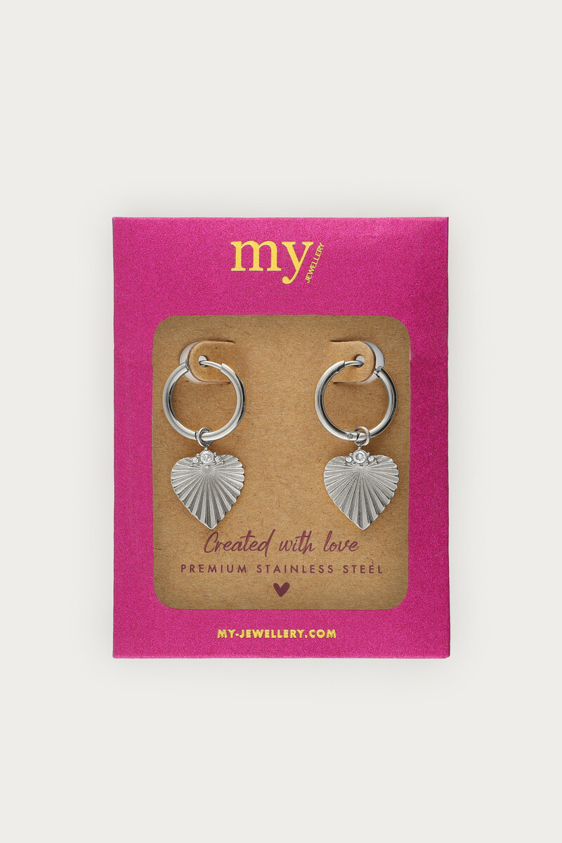 Midnight hoop earrings striped heart | My Jewellery