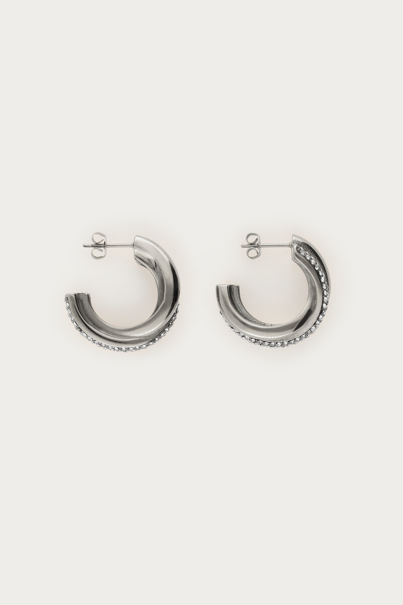 Midnight hoop earrings twisted with rhinestones | My Jewellery
