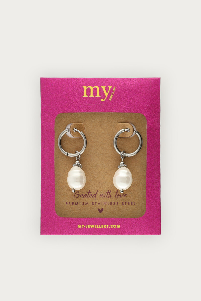 Midnight hoop earrings with freshwater pearls | My Jewellery