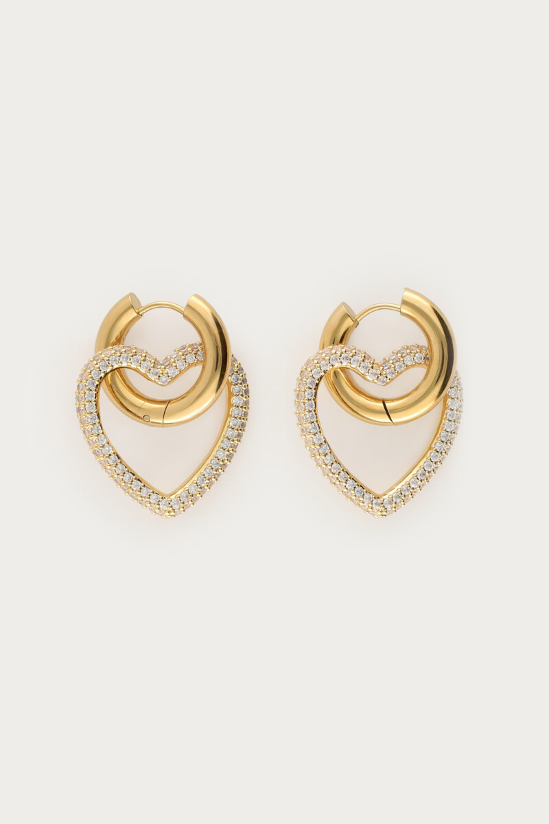 Boucles d’oreilles Midnight avec cœur et strass 