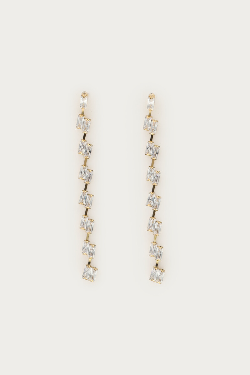 Midnight lange oorhangers met strass