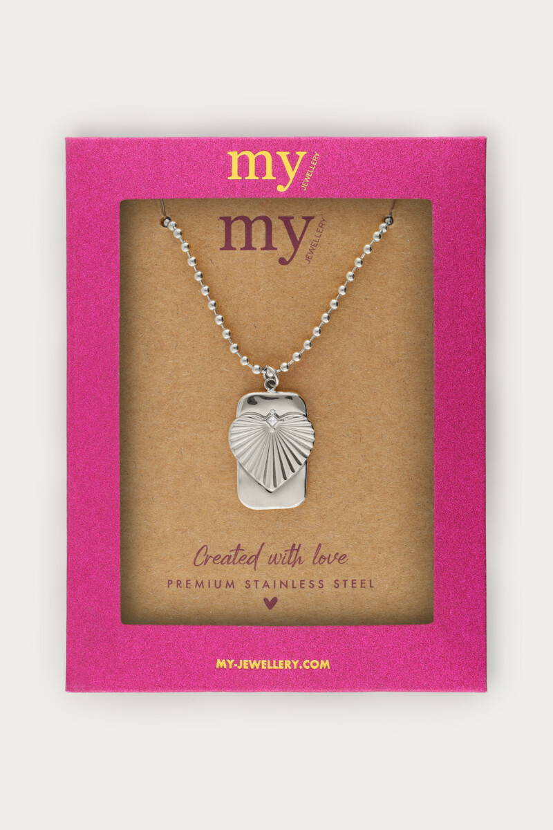 Midnight long statement necklace striped heart | My Jewellery