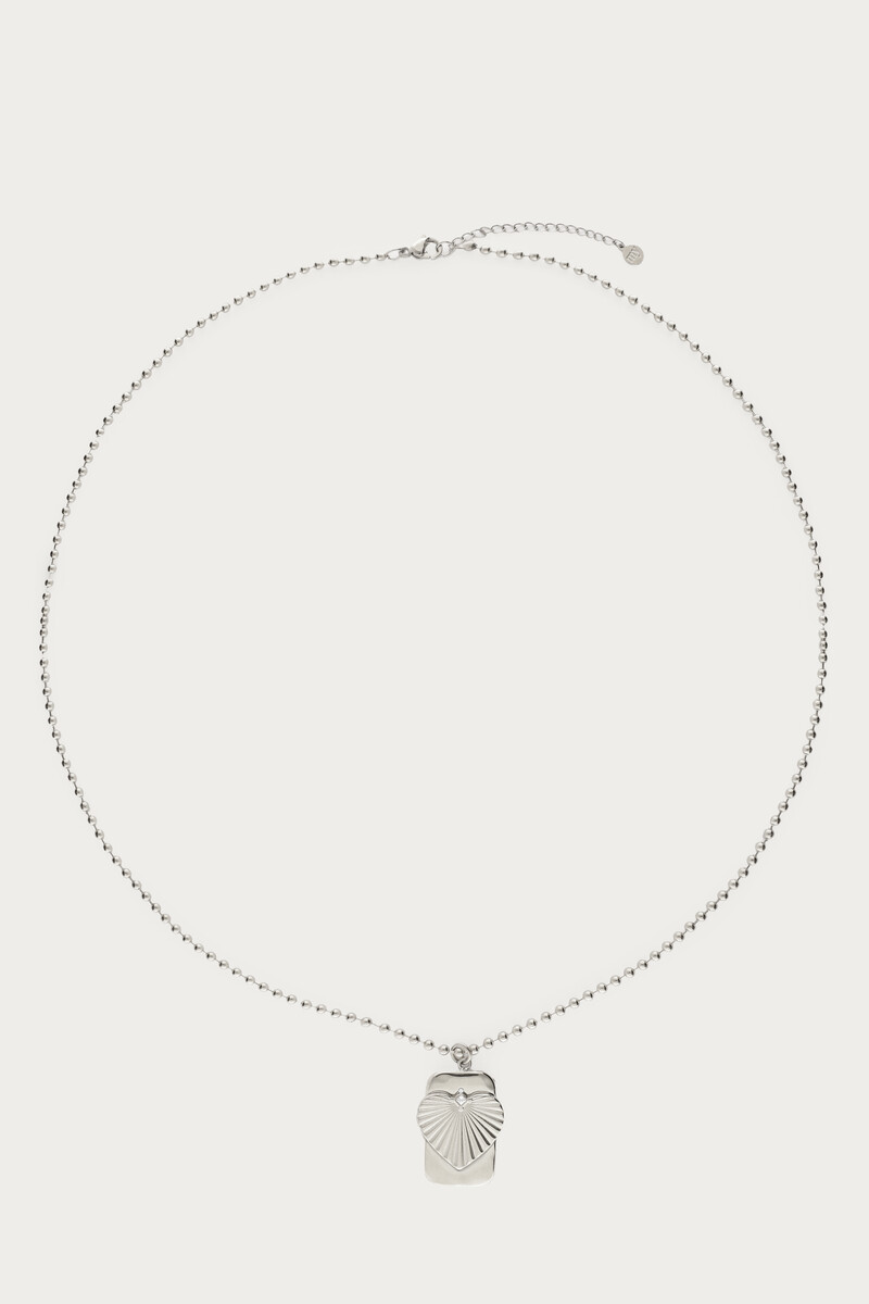 Midnight lange Statement Kette mit gestreiftem Herz