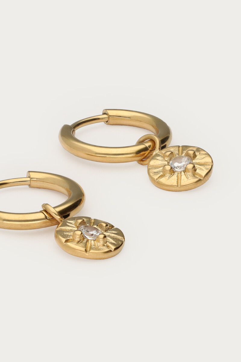 Midnight mini hoop earrings circle with rhinestone | My Jewellery