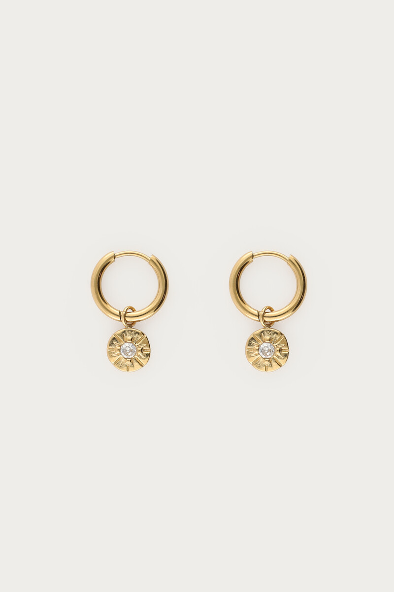 Midnight mini hoop earrings circle with rhinestone | My Jewellery