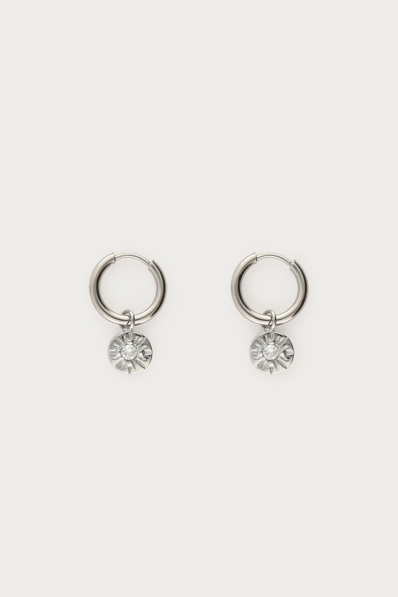 Midnight mini hoop earrings circle with rhinestone | My Jewellery