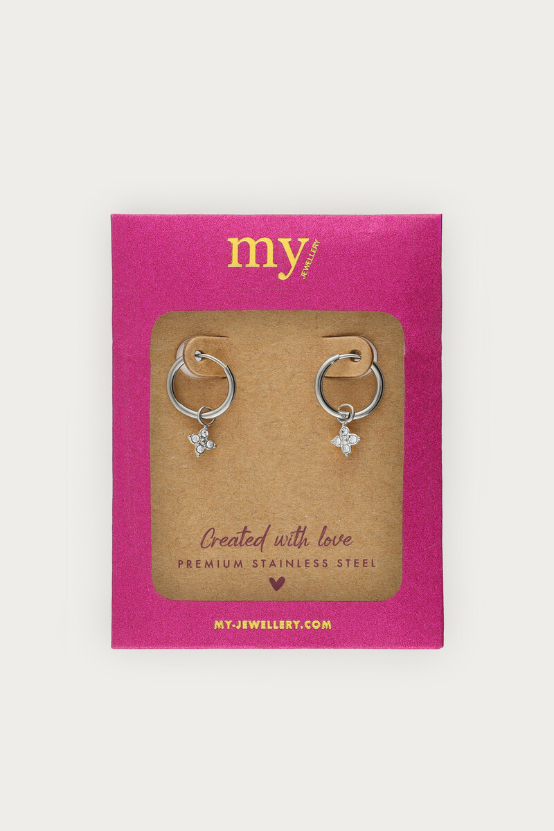 Midnight mini hoop earrings with pointed clover | My Jewellery