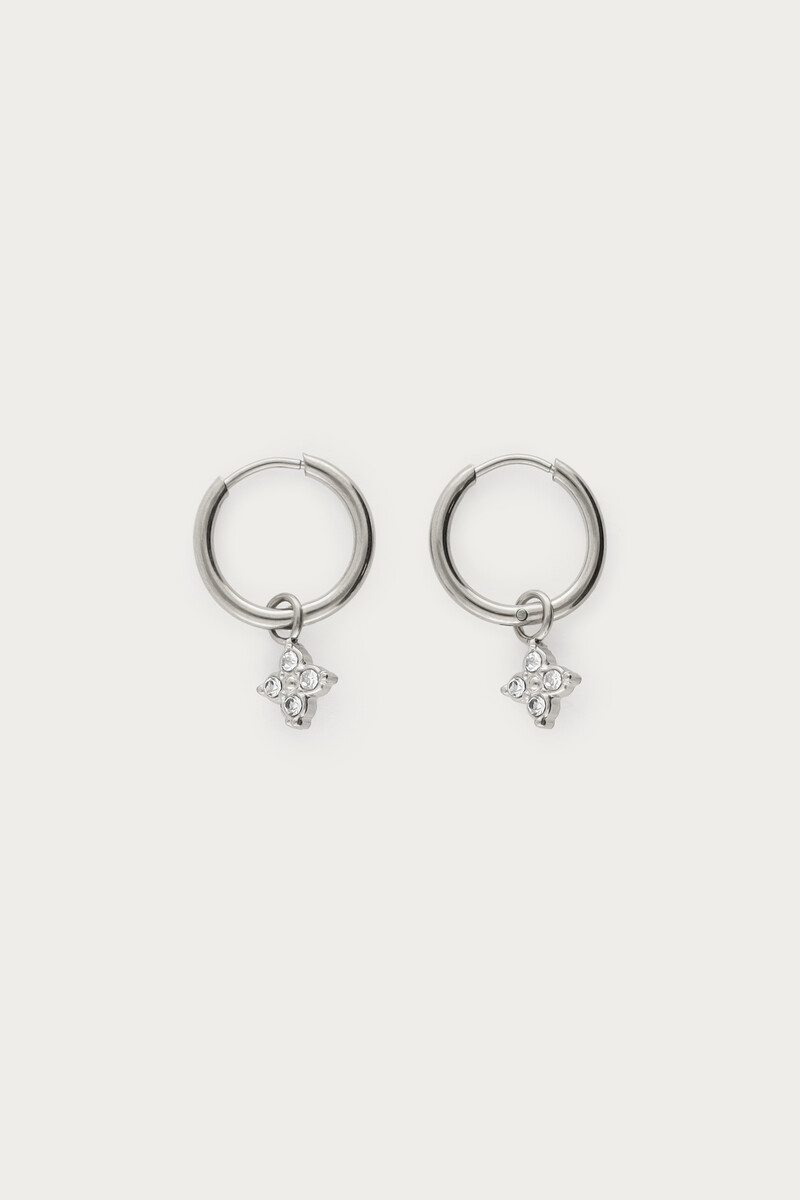 Midnight mini hoop earrings with pointed clover | My Jewellery