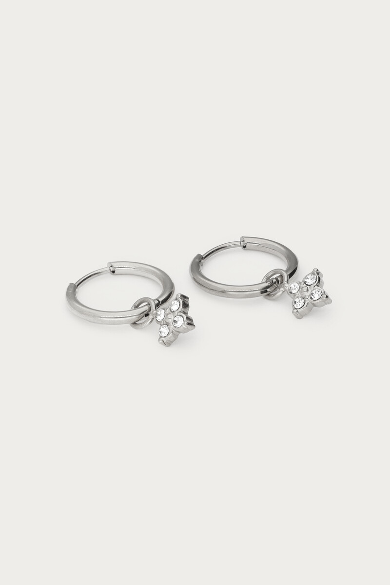 Midnight mini hoop earrings with pointed clover | My Jewellery