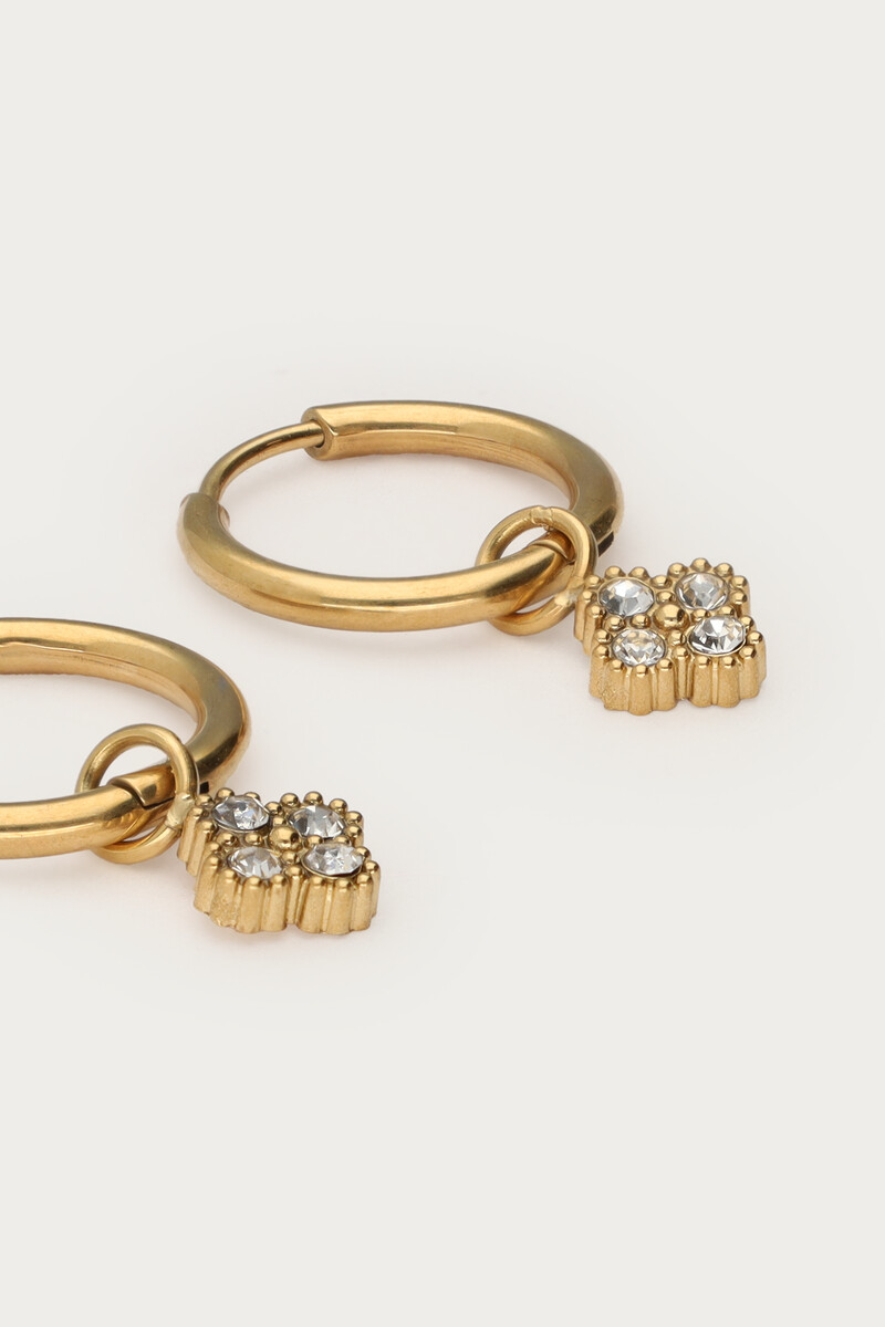 Midnight mini hoop earrings with round clover | My Jewellery