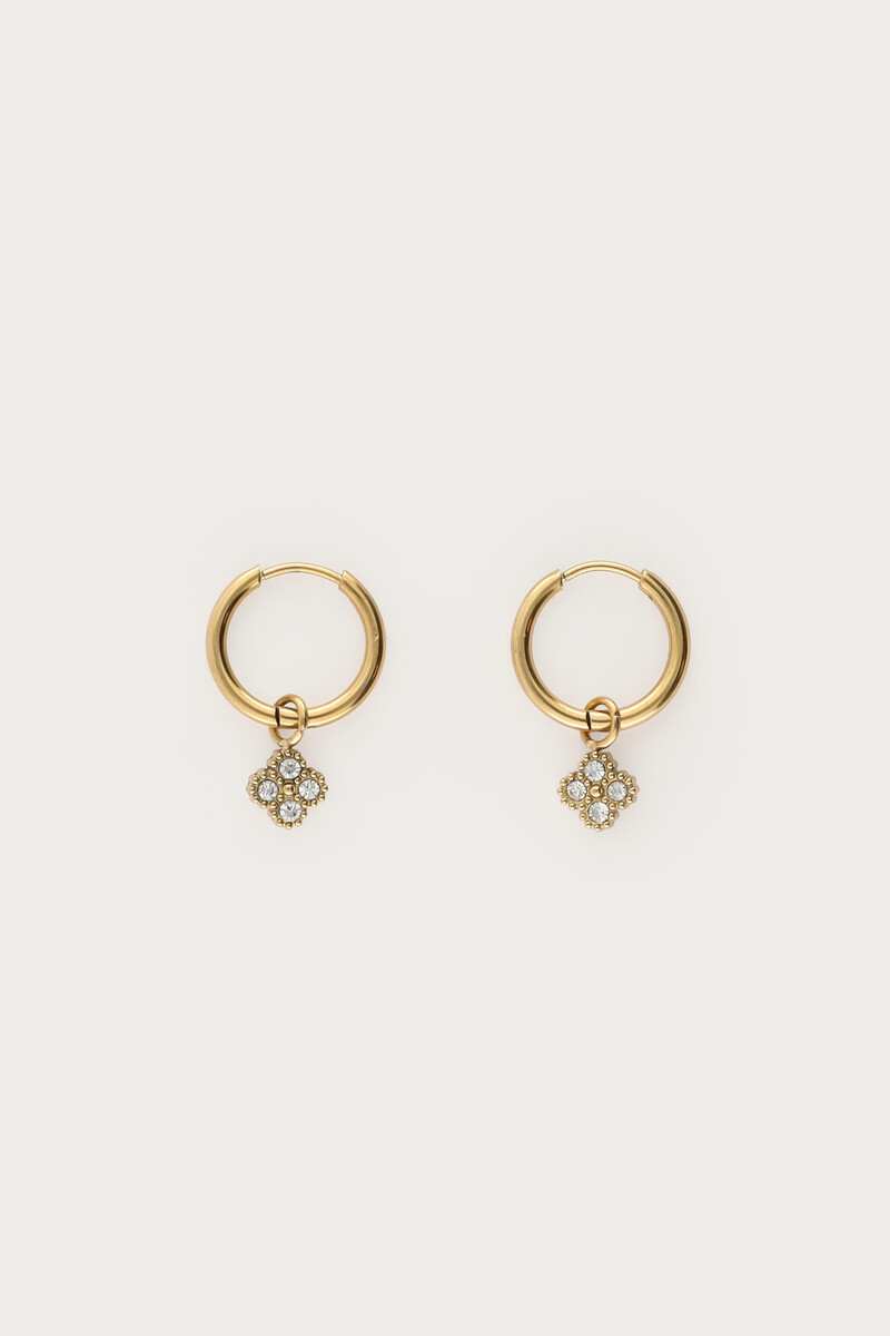 Midnight mini hoop earrings with round clover | My Jewellery