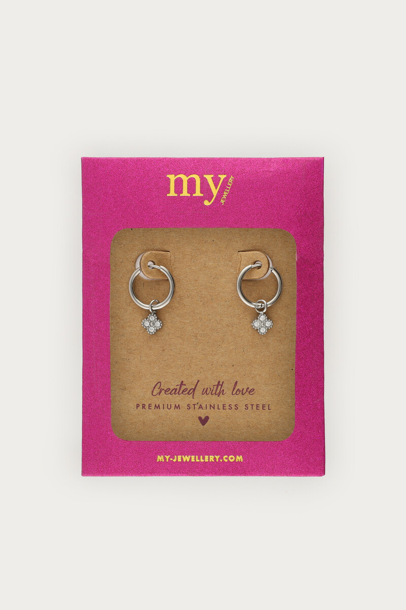 Midnight mini hoop earrings with round clover | My Jewellery
