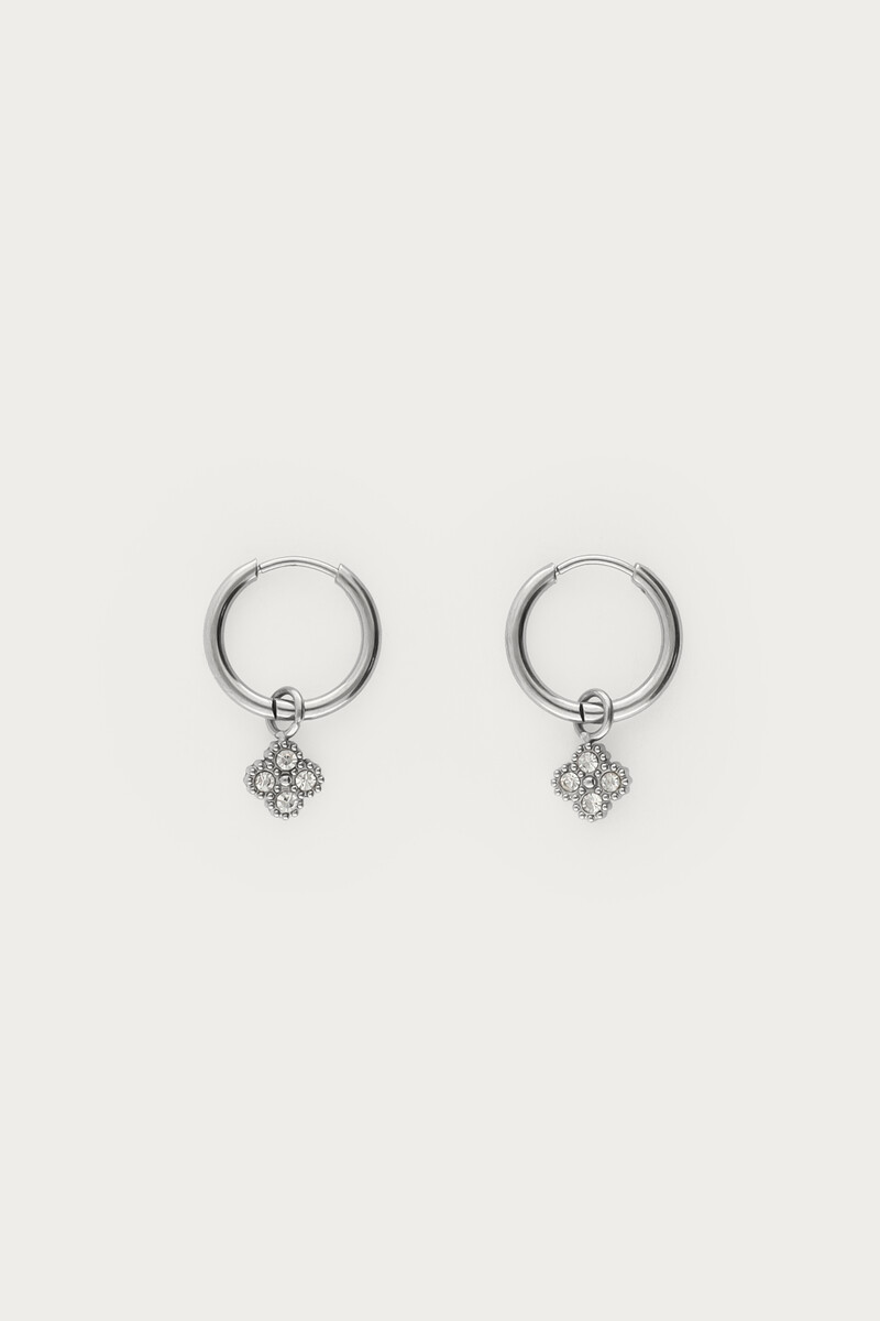 Midnight mini hoop earrings with round clover | My Jewellery