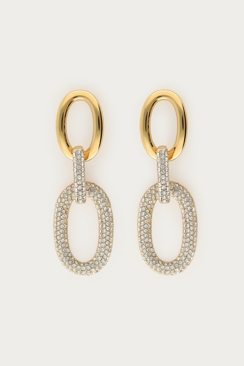 Boucles d’oreilles ovales pendantes Midnight avec strass