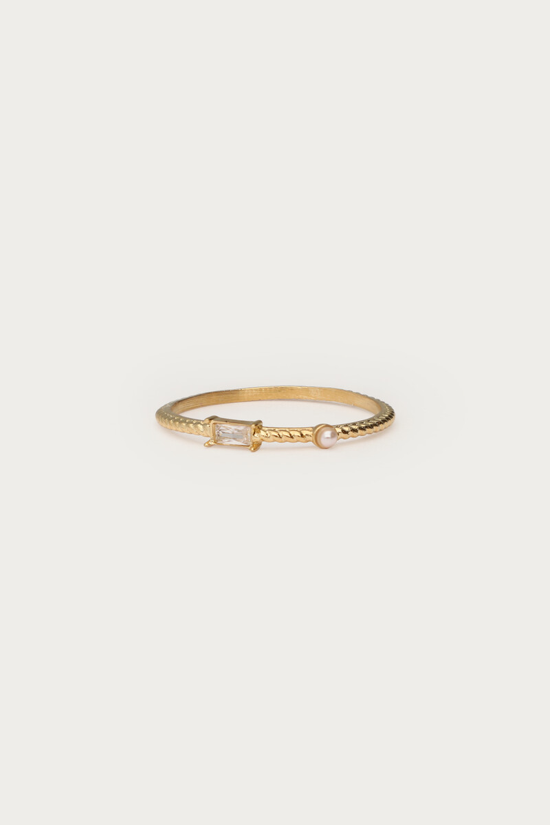 Midnight ring met strass en imitatieparel