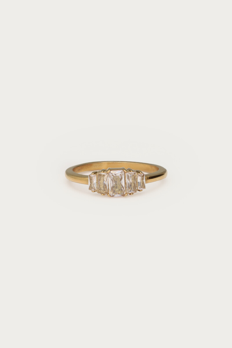 Bague Midnight carrée avec strass My Jewellery Doré 17 femme