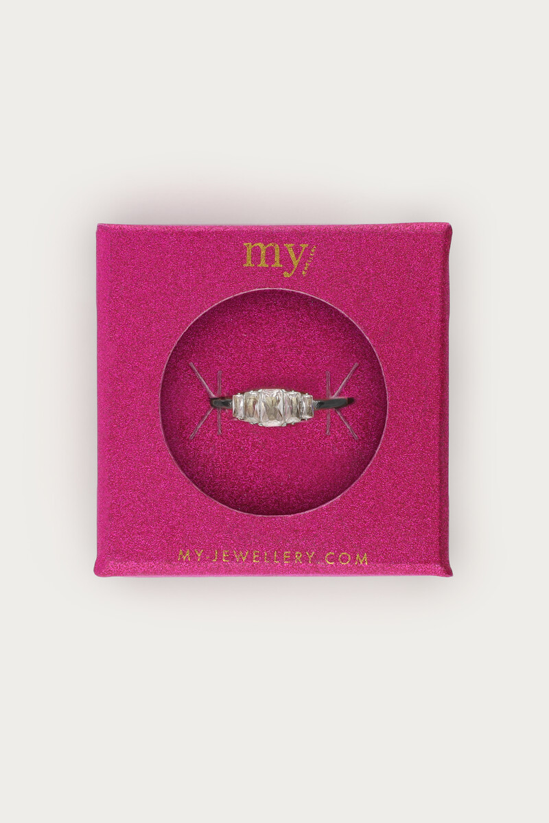 Midnight ring with square rhinestone | My Jewellery