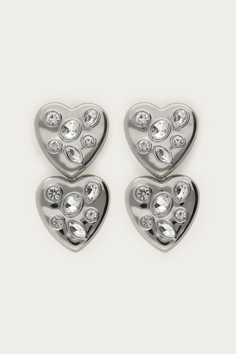 Midnight statement earrings two hearts | My Jewellery
