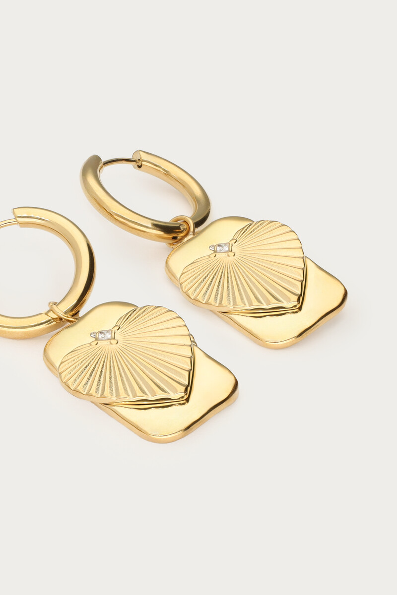 Midnight statement hoop earrings striped heart | My Jewellery