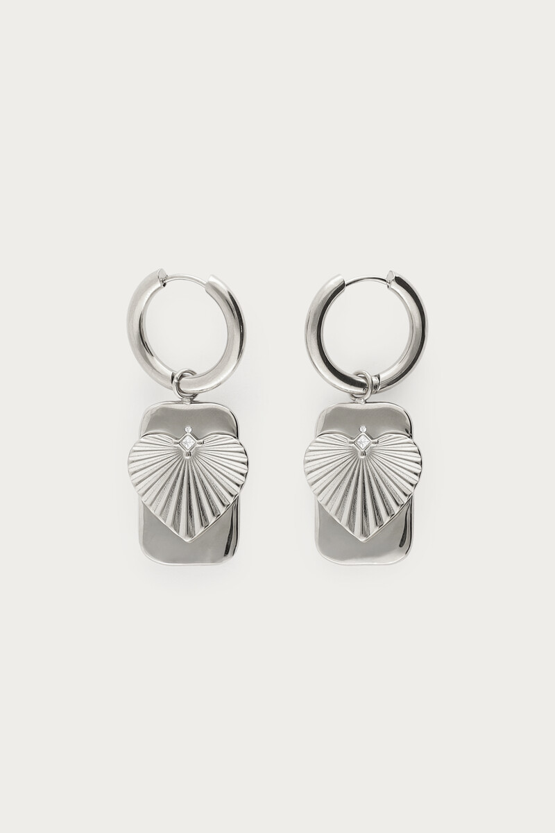 Midnight statement hoop earrings striped heart | My Jewellery