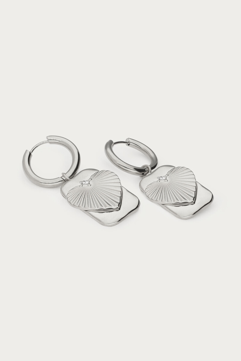 Midnight statement hoop earrings striped heart | My Jewellery
