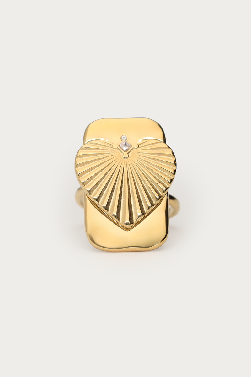 Midnight statement ring gestreept hart