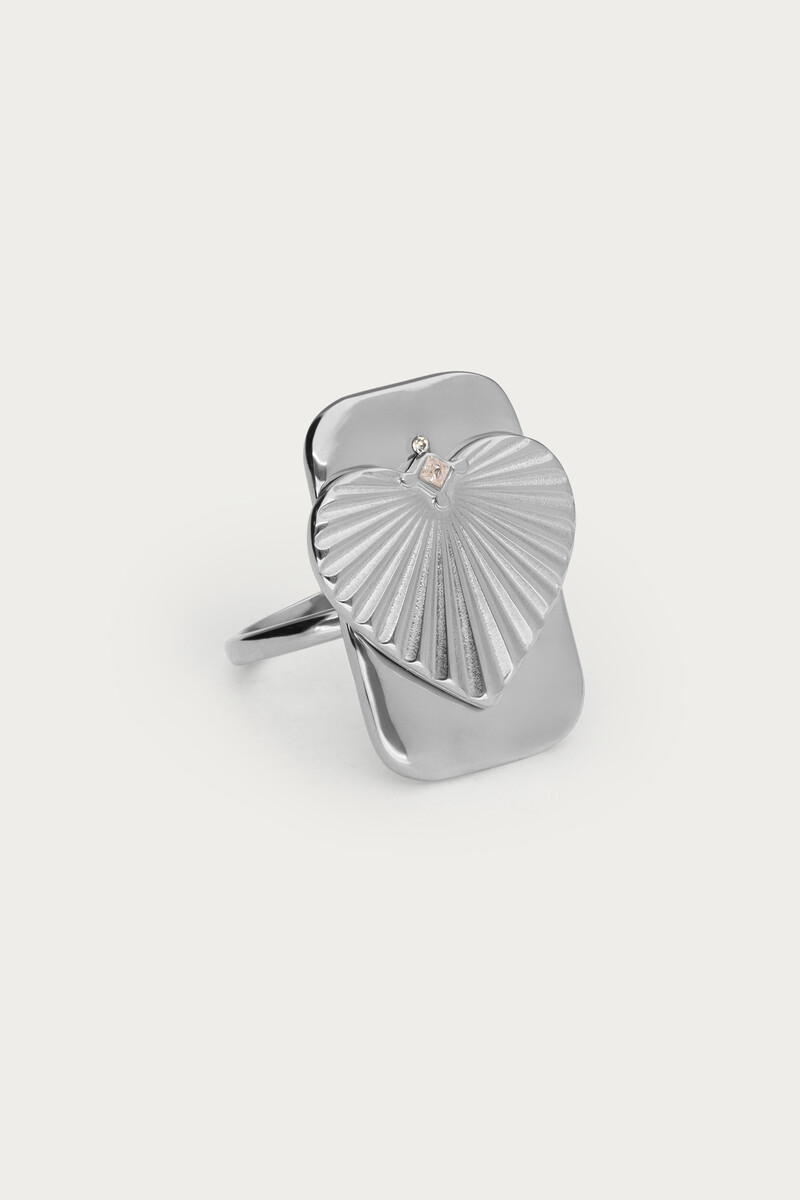 Midnight statement ring striped heart | My Jewellery