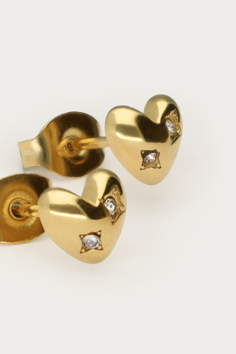 Midnight studs heart with rhinestones | My Jewellery