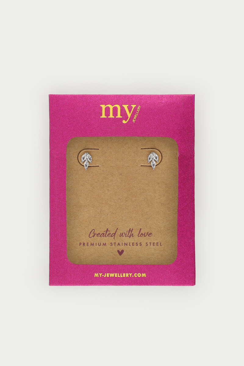 Midnight studs leaf with rhinestones | My Jewellery