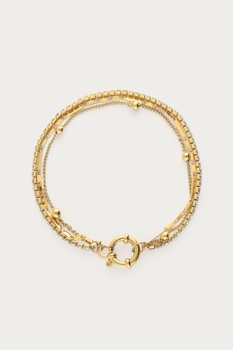 Midnight driedubbele armband met strass