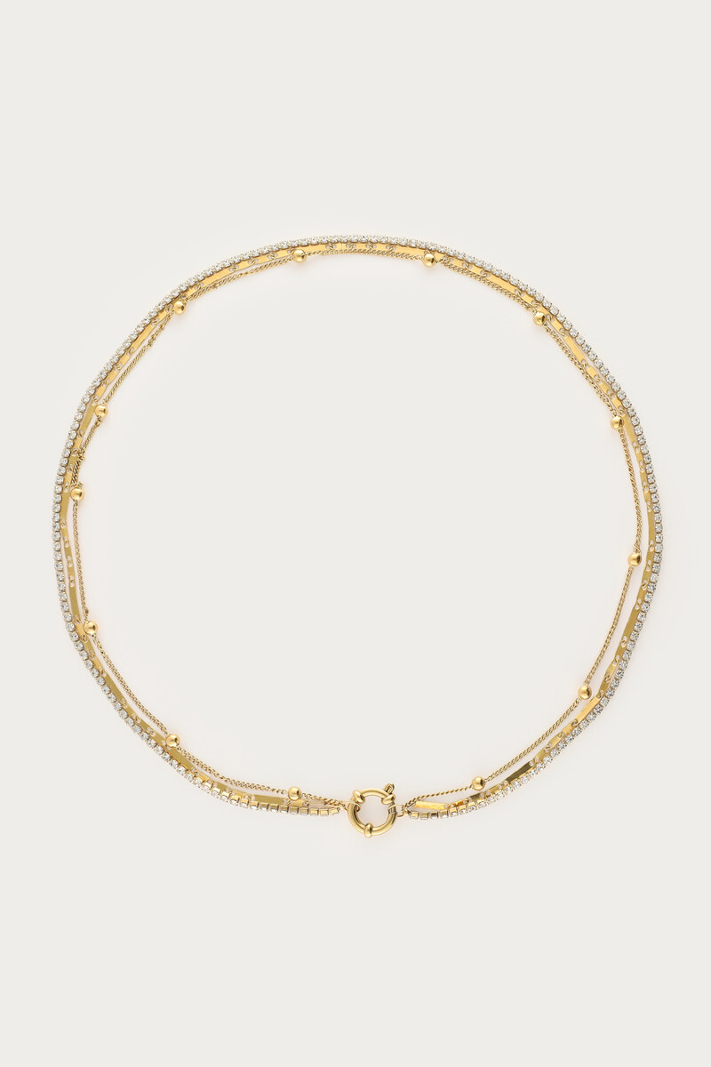 Midnight driedubbele ketting met strass
