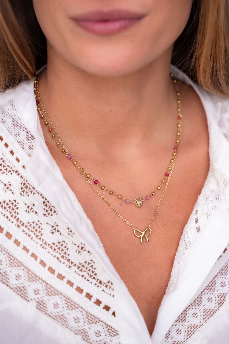 Necklace with heart and pink bead | My Jewellery