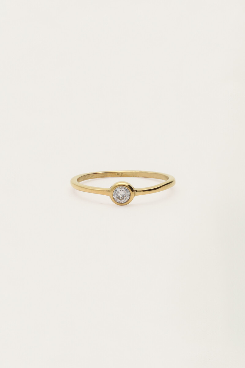 Minimalistische basic ring met ronde strass