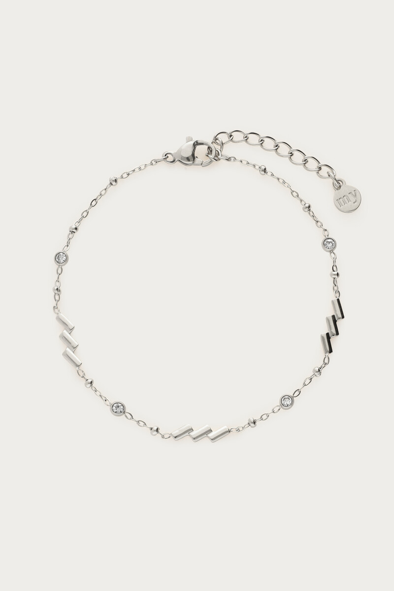 Minimalist bracelet with diagonal stripes and rhinestones | My Jewellery