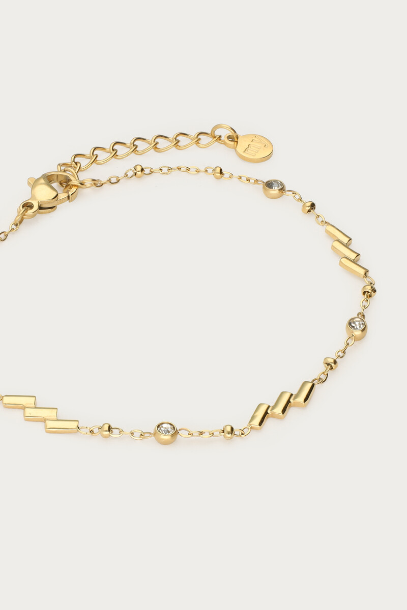 Minimalist bracelet with diagonal stripes and rhinestones | My Jewellery
