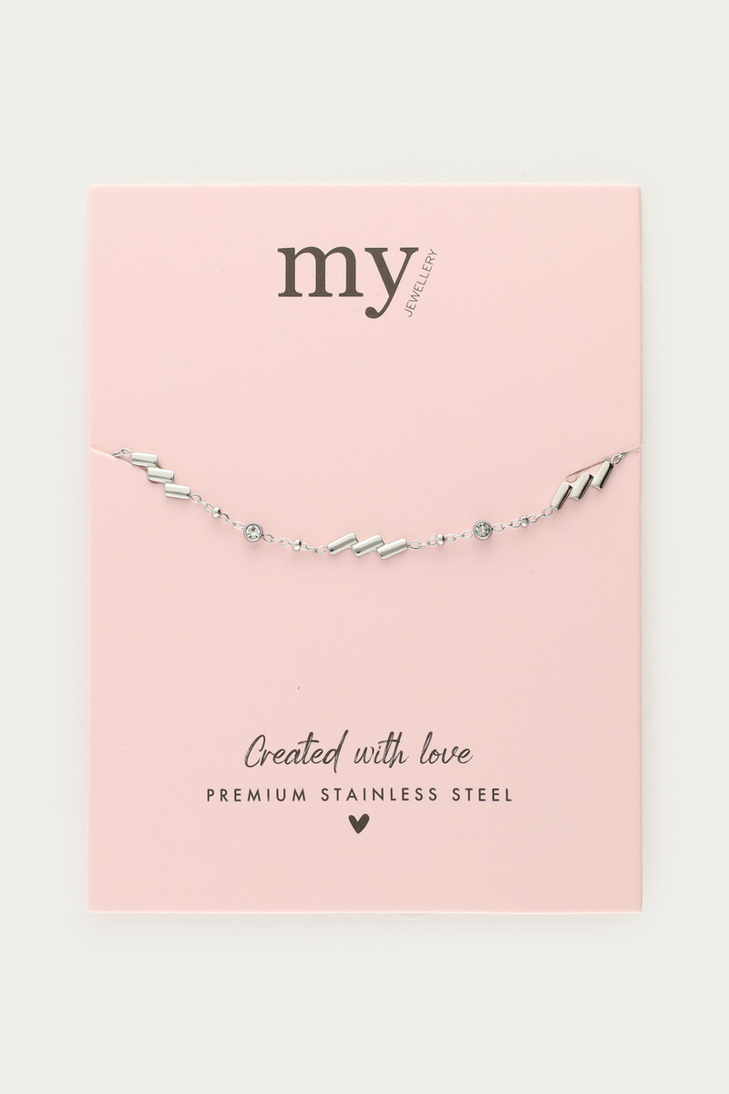 Minimalist bracelet with diagonal stripes and rhinestones | My Jewellery