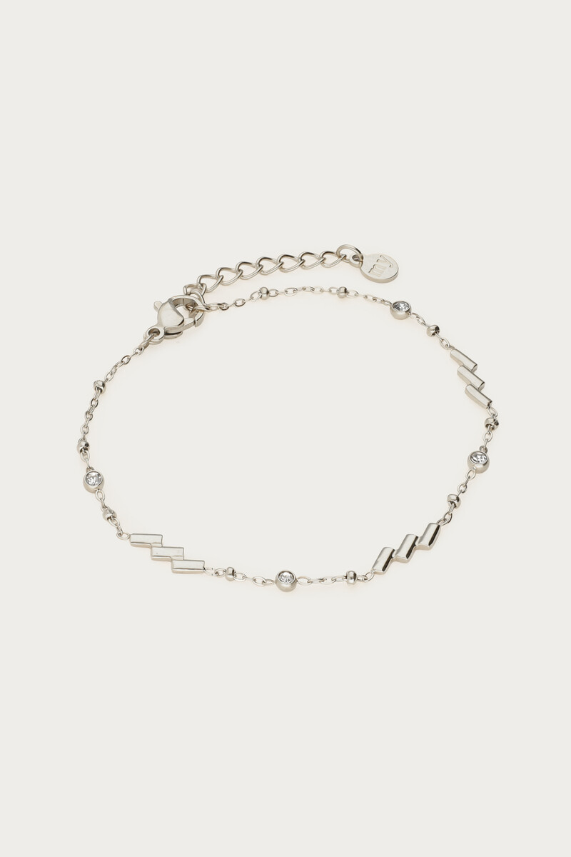Minimalist bracelet with diagonal stripes and rhinestones | My Jewellery