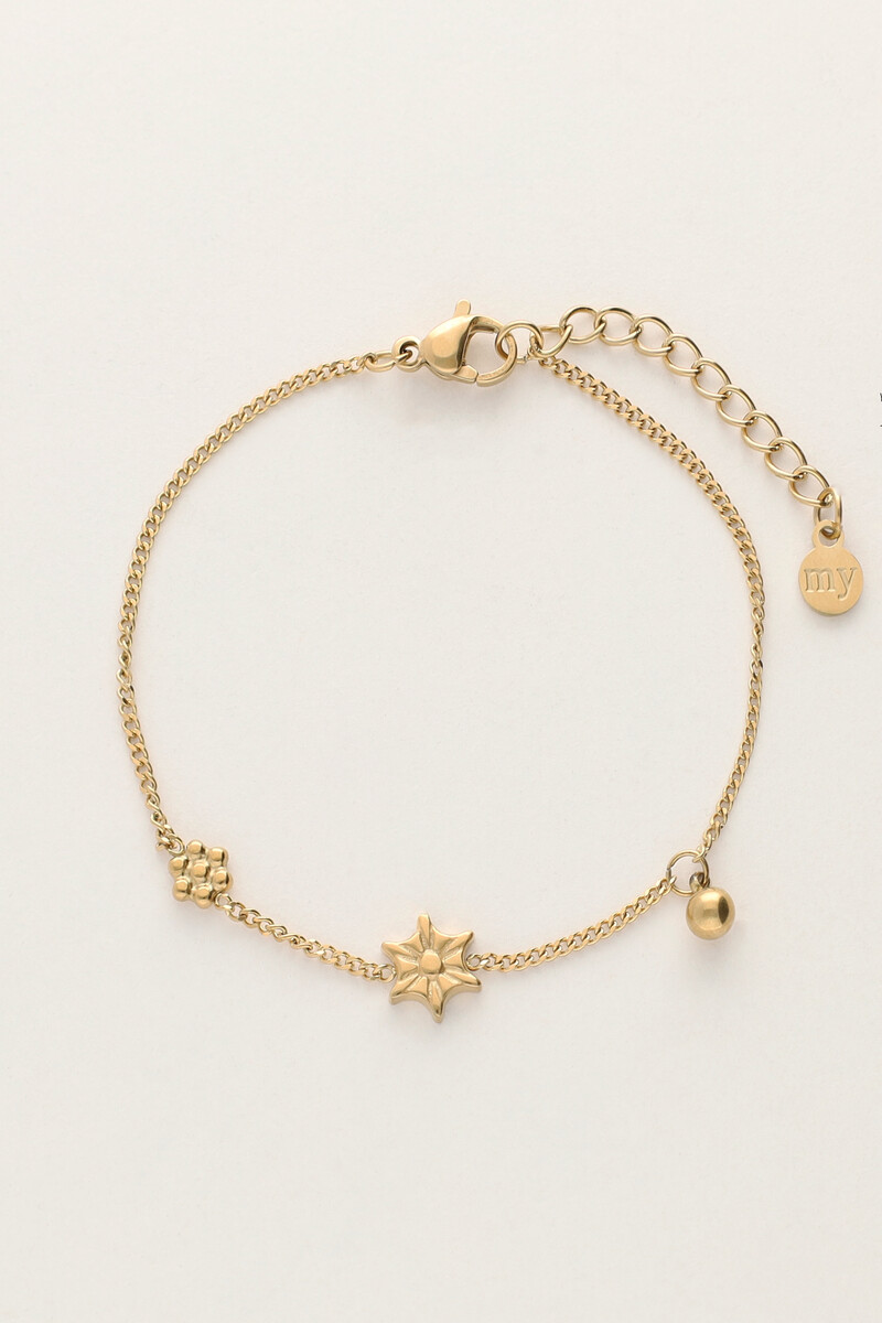 My jewellery Minimalistische armband met bloemen&balletje