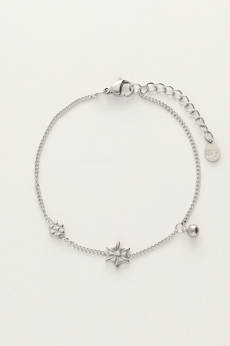 My jewellery Minimalistische armband met bloemen&balletje
