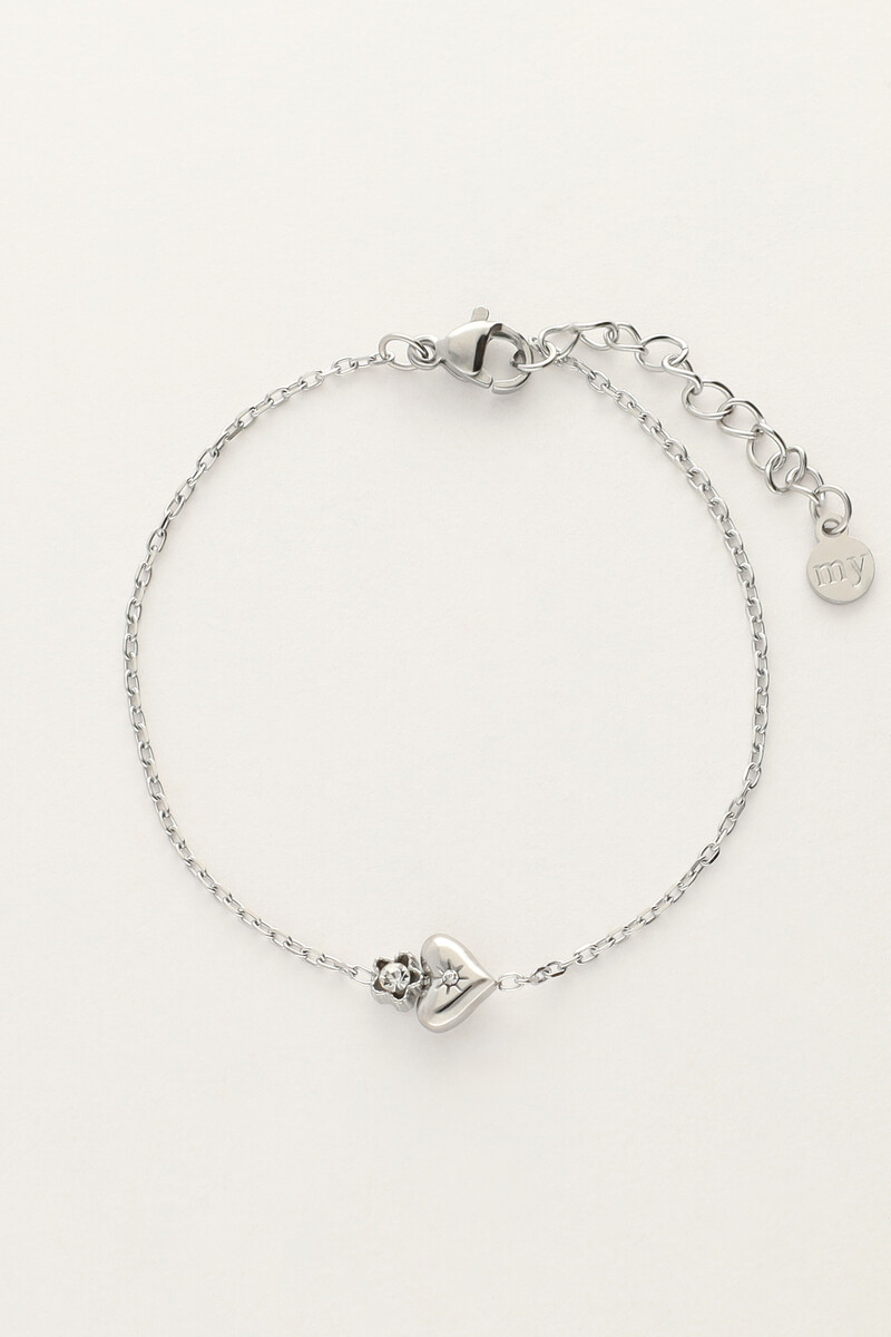 Minimalistische armband met hart & bloemetje