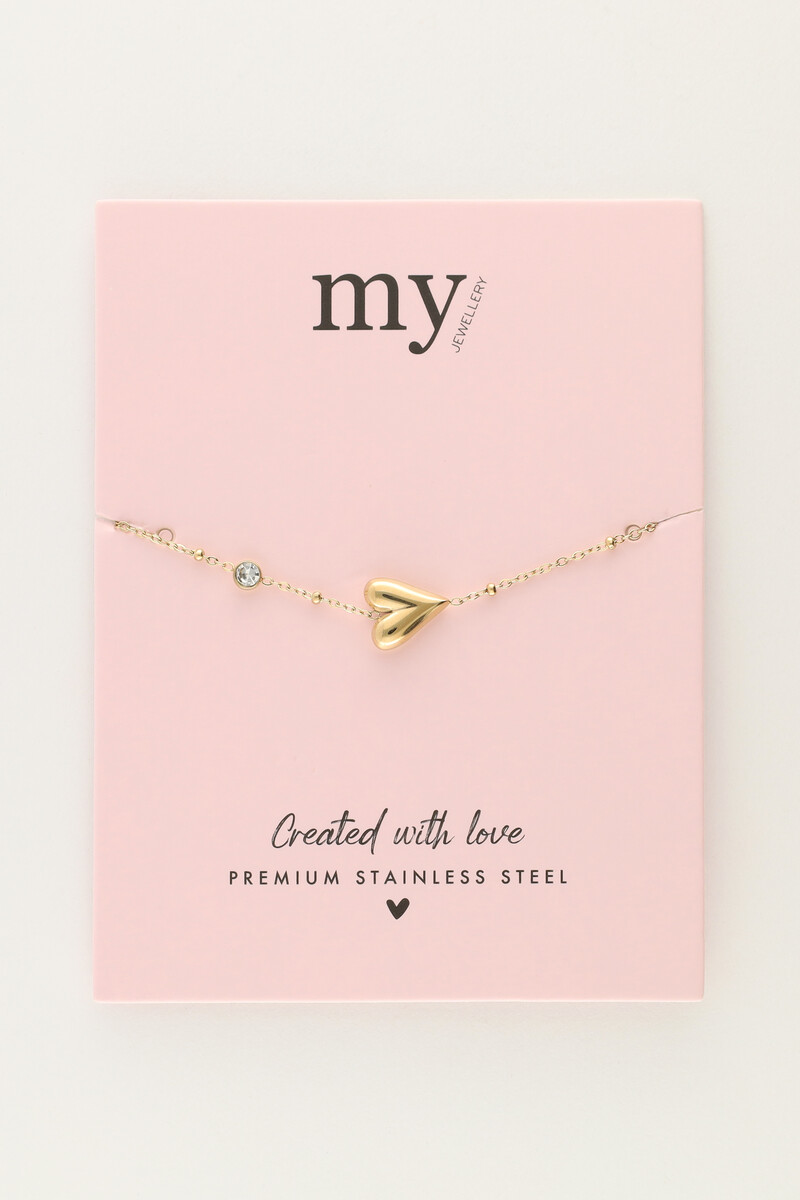 Minimalist bracelet with heart & rhinestones | My Jewellery